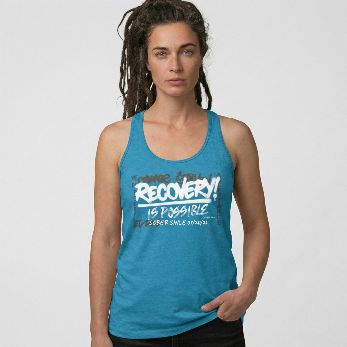 Recovery Is Possible Sober Tank Top fit detail (view 19)