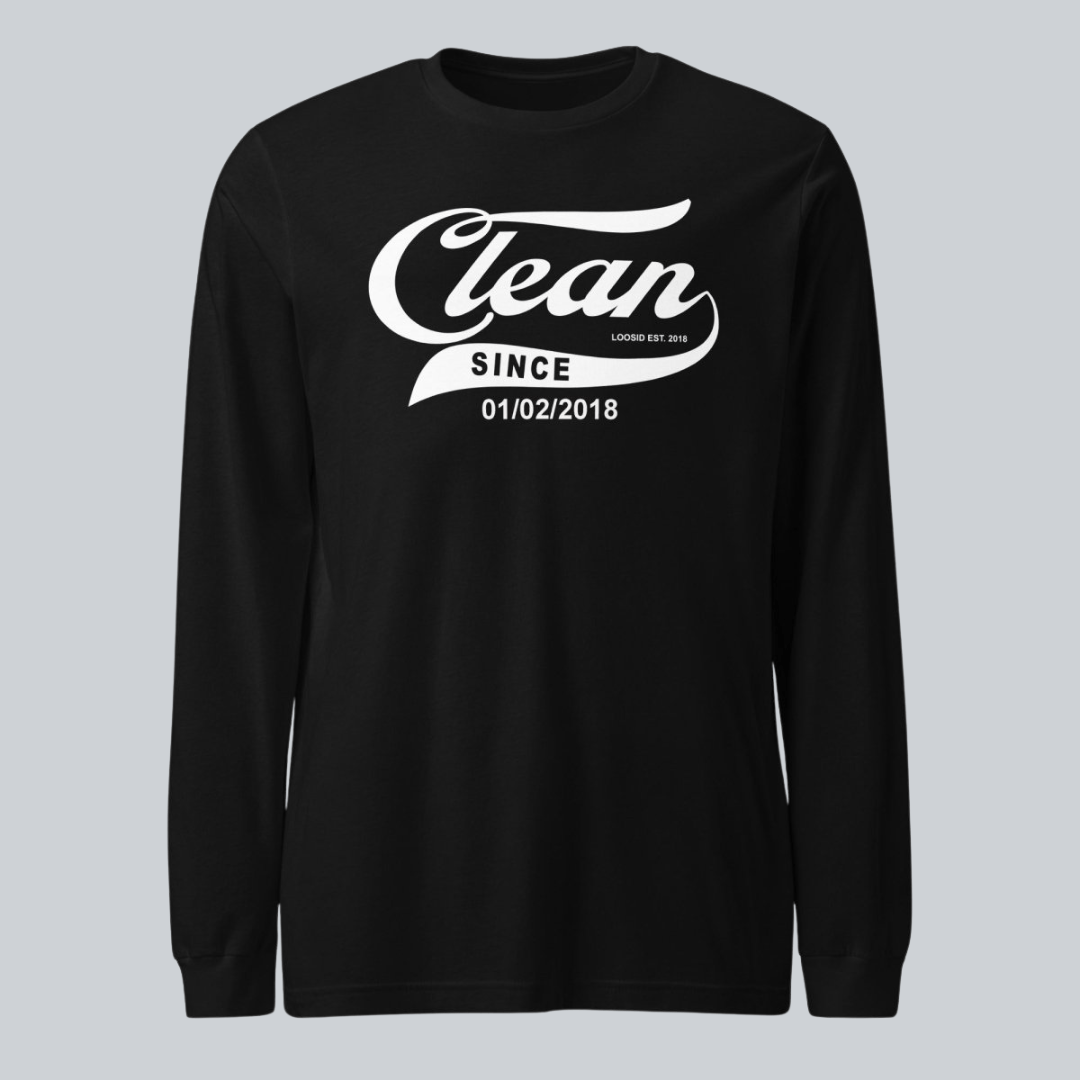 Clean Since Long Sleeve Sober T Shirt graphic detail (view 4)