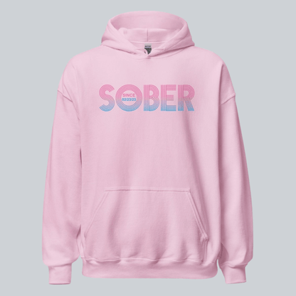 Retro Sobriety Date Recovery Hoodie side view (view 26)
