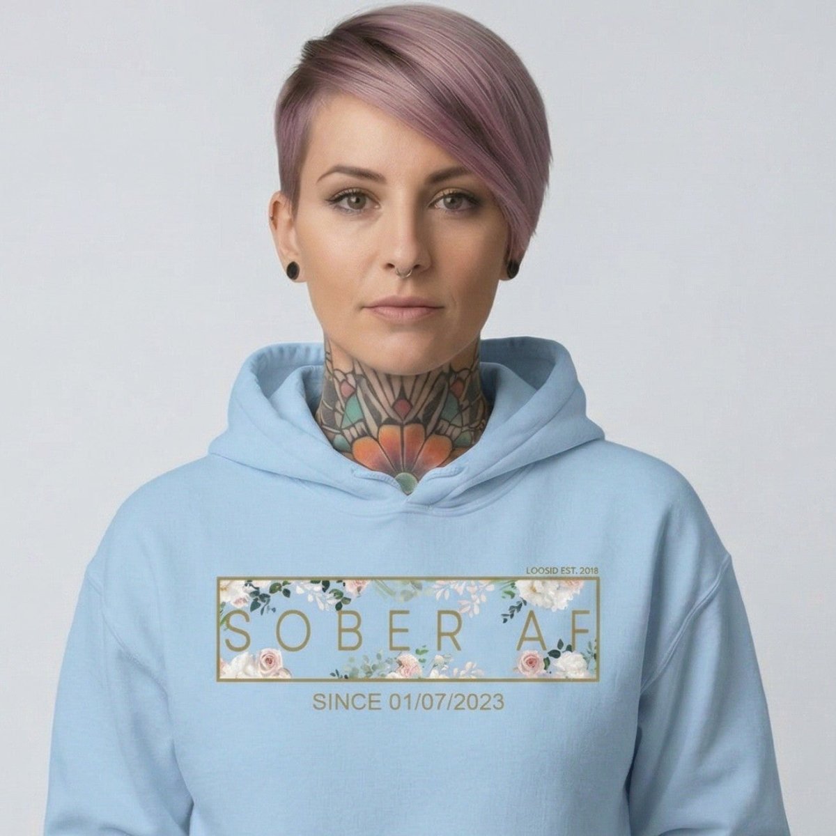 Sober AF Flower Recovery Hoodie product photo (view 20)