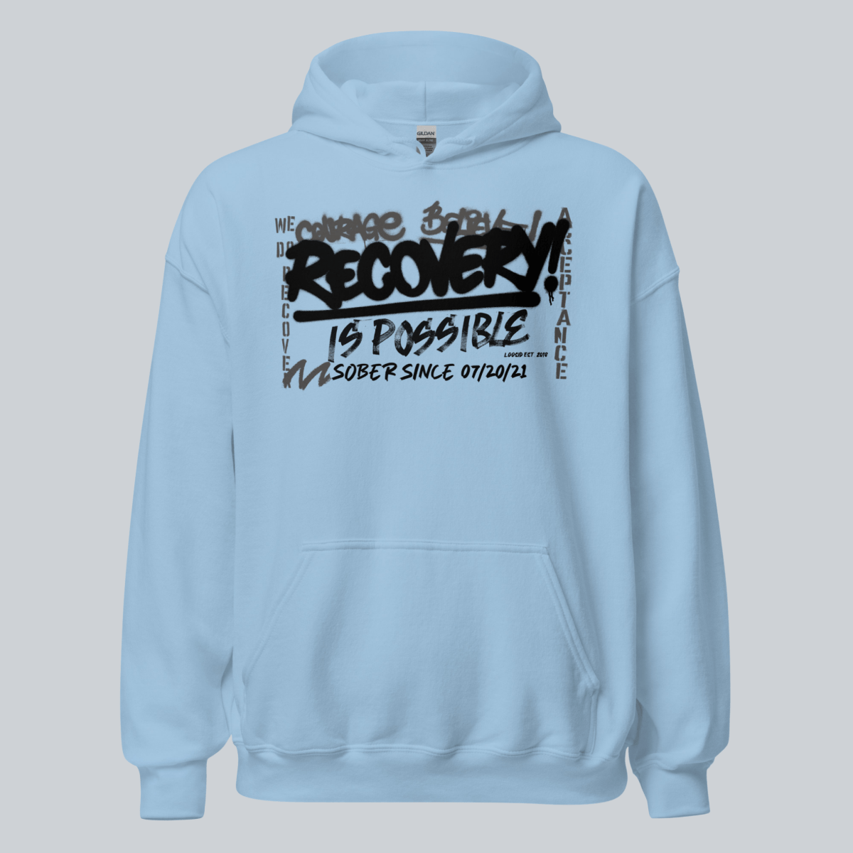Recovery Is Possible Hoodie with Date Recovery Hoodie featuring the design (view 21)
