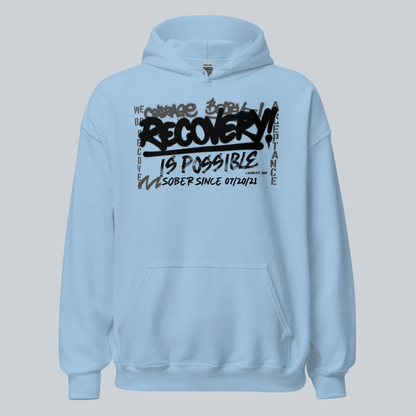 Recovery Is Possible Hoodie with Date Recovery Hoodie featuring the design (view 21)