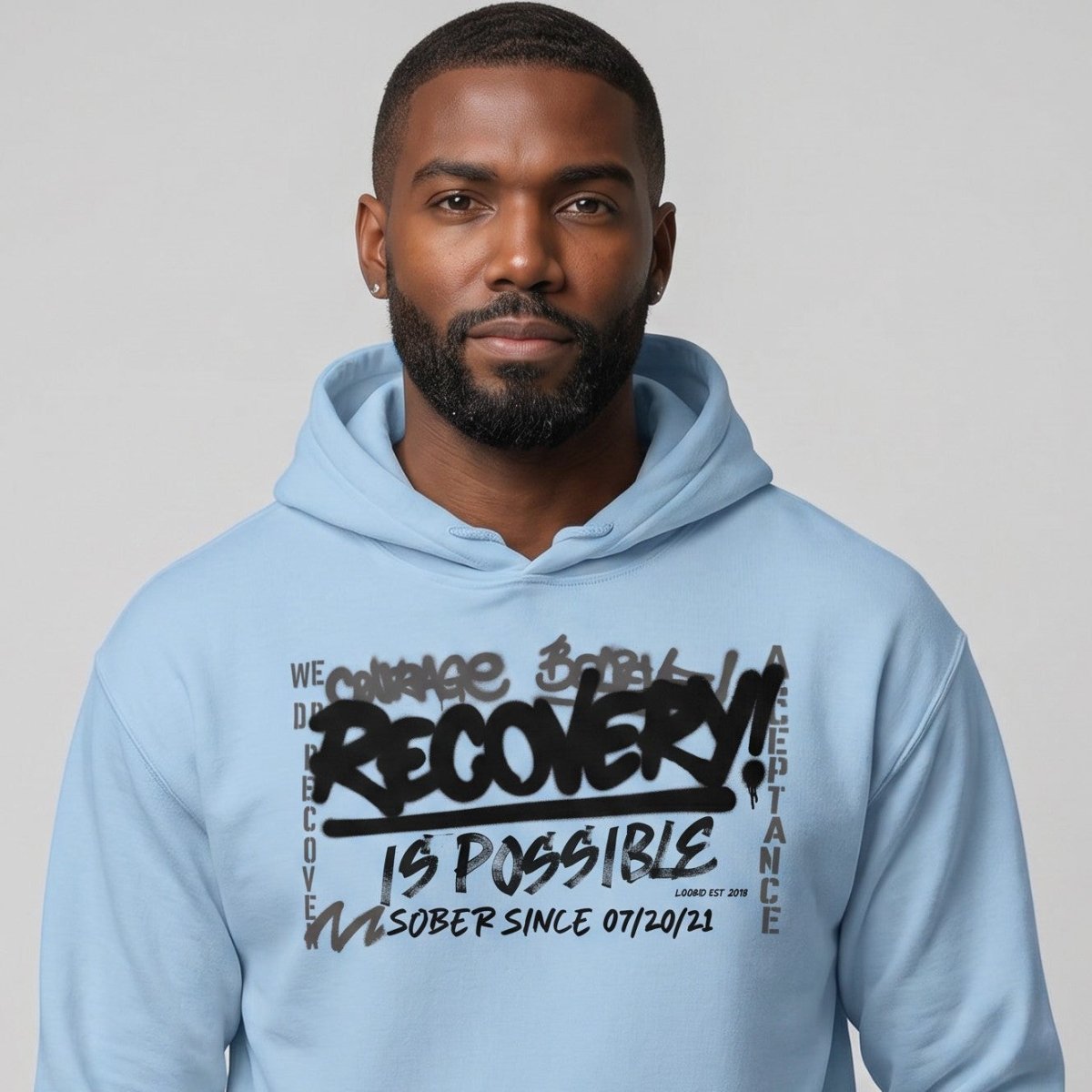 Recovery Is Possible Hoodie with Date Recovery Hoodie close-up view (view 22)