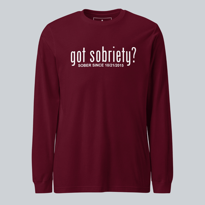 Got Sobriety Long Sleeve Sober T Shirt featuring the design (view 11)