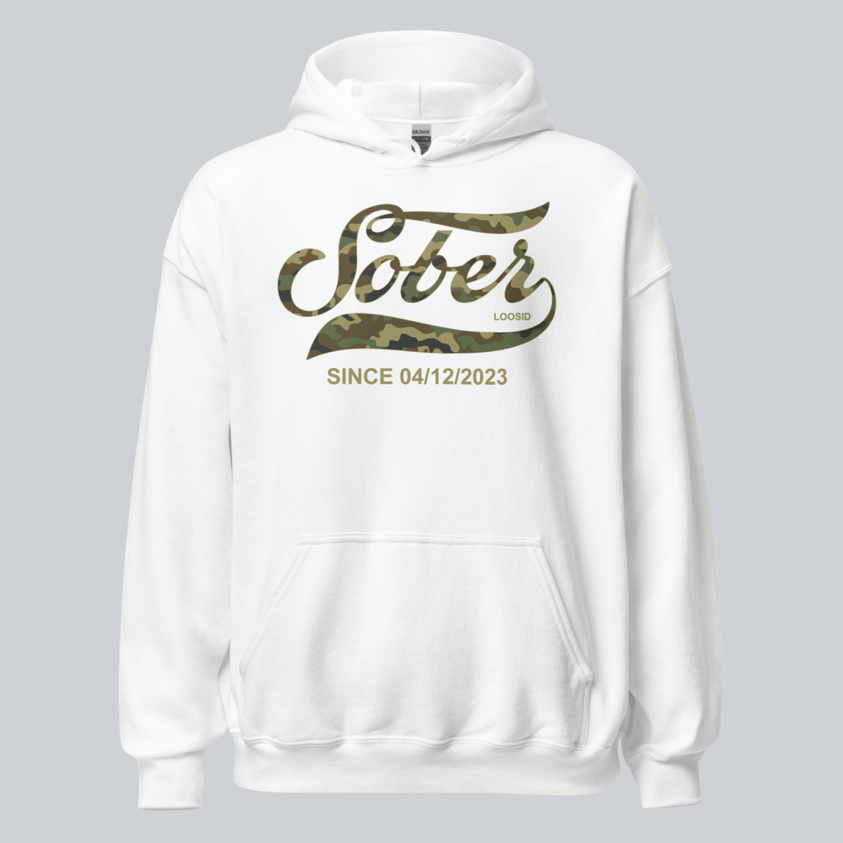 Sober Since Camo Recovery Hoodie side view (view 26)