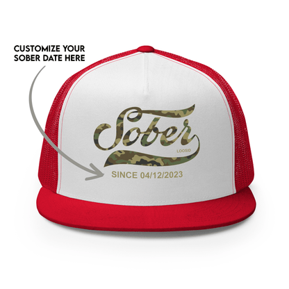 Loosid Sober Since Camo w Personalized Date Sober Hat featuring the design