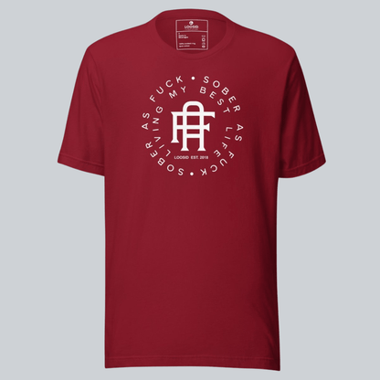 Living My Best Life Sober T Shirt close-up view (view 2)