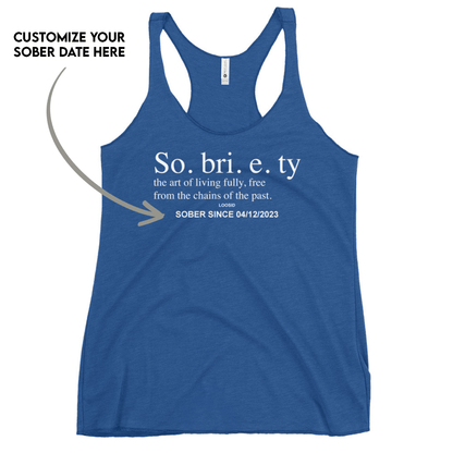 Sobriety Definition Women's w Personalize Sober Date Sober Tank Top back view (view 17)