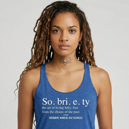 Sobriety Definition Women's w Personalize Sober Date Sober Tank Top packaging detail (view 18)