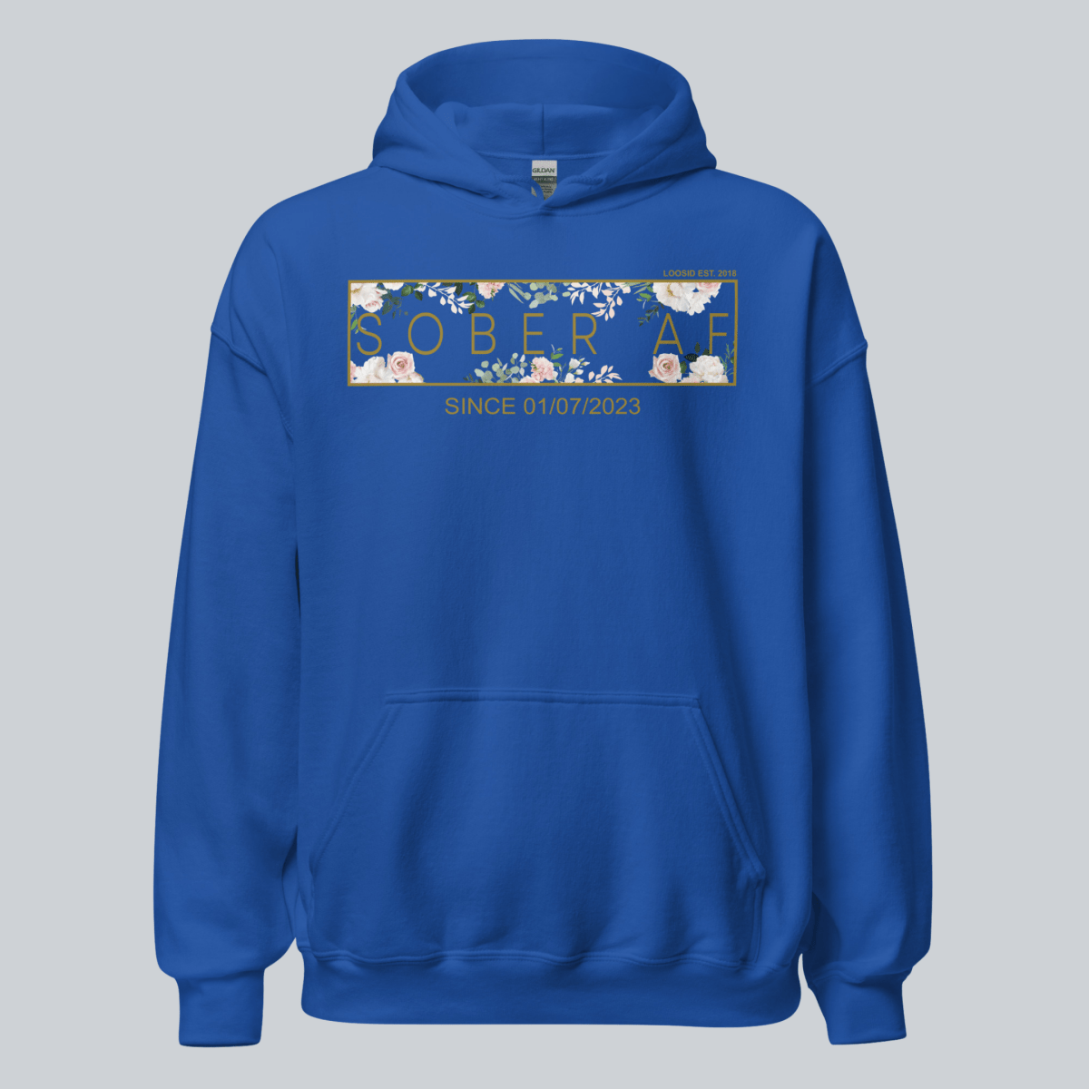 Sober AF Flower Recovery Hoodie close-up view (view 22)