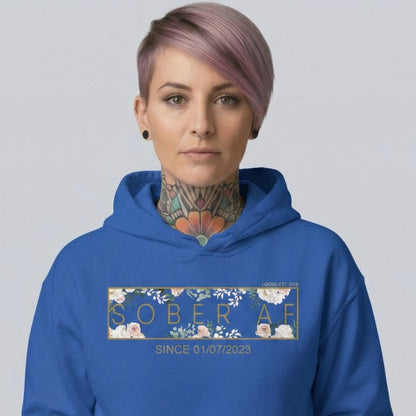 Sober AF Flower Recovery Hoodie lifestyle view (view 25)