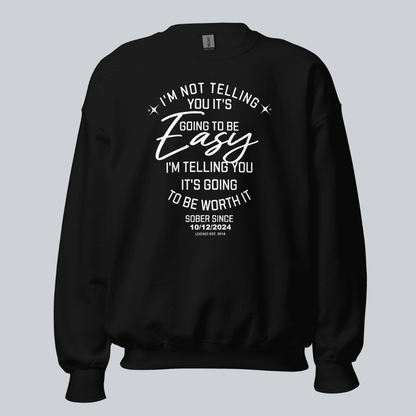 I'm Not Telling Sobriety Recovery Hoodie flat lay styled image (view 3)