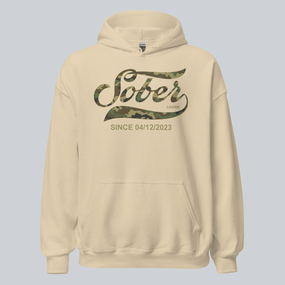 Sober Since Camo Recovery Hoodie featuring the design (view 21)