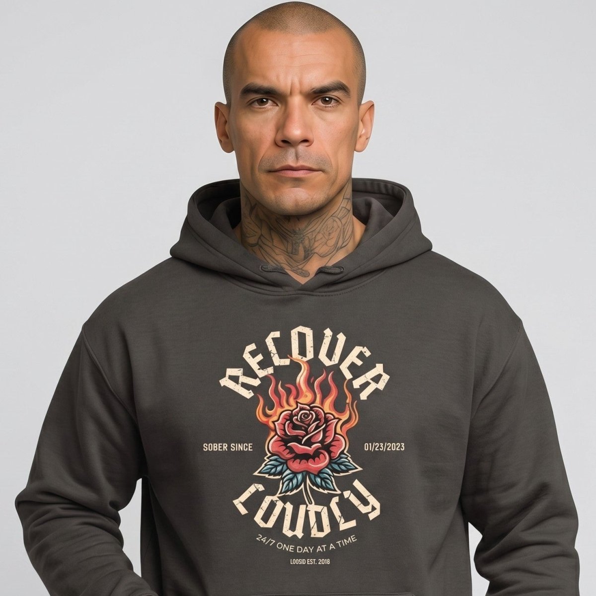 Recover Loudly Custom Sobriety Date Recovery Hoodie product photo (view 20)