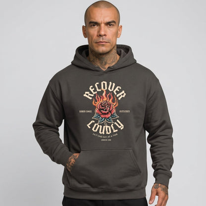 Recover Loudly Custom Sobriety Date Recovery Hoodie featuring the design (view 21)