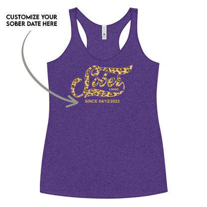 Leopard Sober Since Sober Tank Top lifestyle view (view 5)