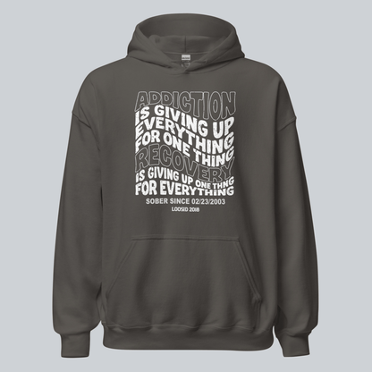 Addiction is Giving up Recovery Hoodie back view (view 7)
