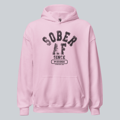 Sober AF Since Recovery Hoodie close-up view (view 32)
