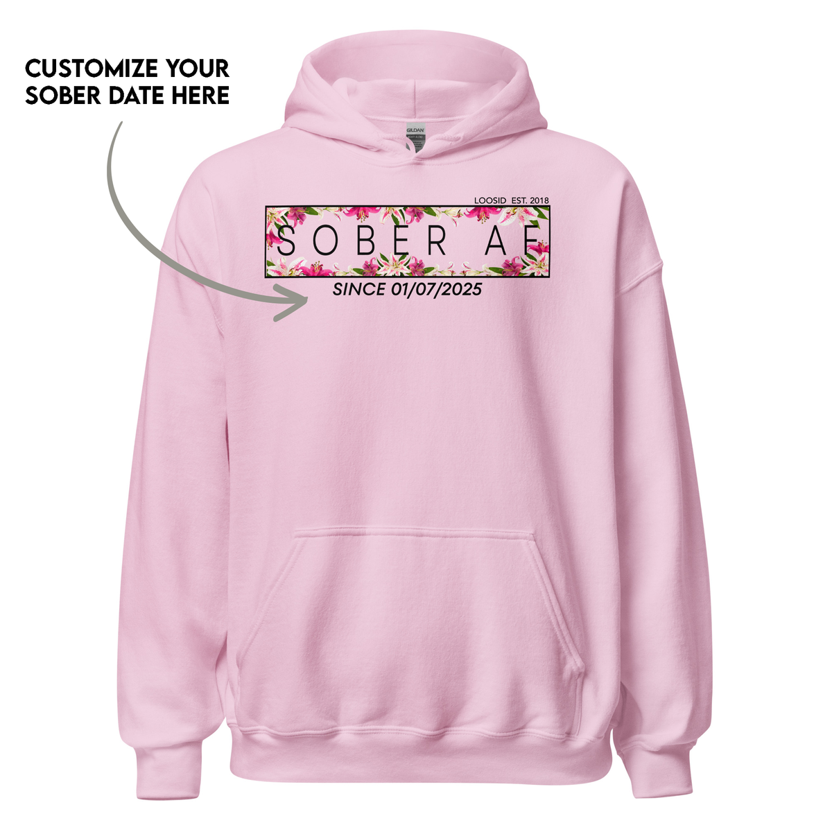 Custom recovery hoodie supporting mental wellness