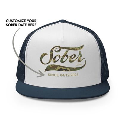 Sober Since Camo w Personalized Date Sober Hat featuring the design (view 11)