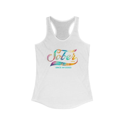 Sober Since with Date Sober Tank Top side view (view 6)