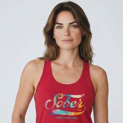 Sober Since with Date Sober Tank Top fit detail (view 19)