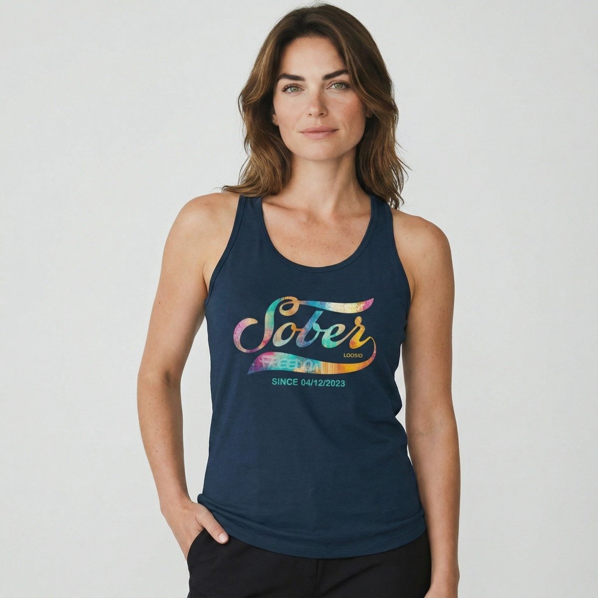 Sober Since with Date Sober Tank Top close-up view (view 12)