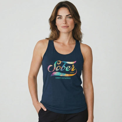 Sober Since with Date Sober Tank Top close-up view (view 12)
