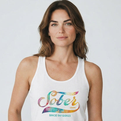 Sober Since with Date Sober Tank Top back view (view 7)
