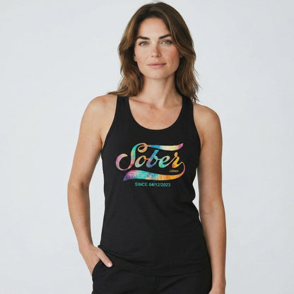 Sober Since with Date Sober Tank Top lifestyle view (view 5)