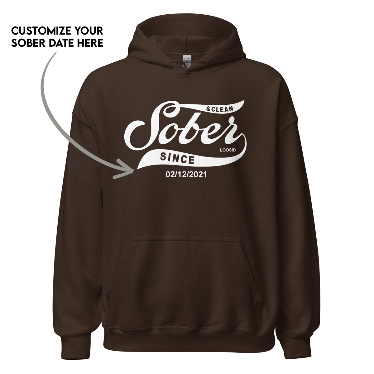 Recovery hoodie with personalized sobriety date