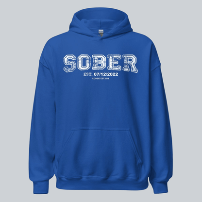 Sober Collegiate Hoodie W Personalize Sobriety Date Recovery Hoodie product photo (view 10)