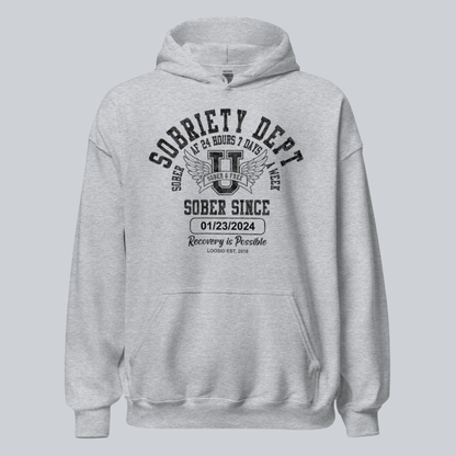 Sobriety Dept Recovery Hoodie side view (view 26)