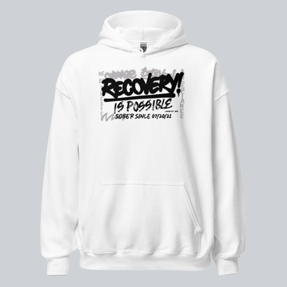 Recovery Is Possible Hoodie with Date Recovery Hoodie flat lay styled image (view 3)
