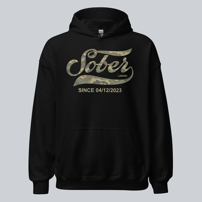 Sober Since Camo Recovery Hoodie graphic detail (view 4)