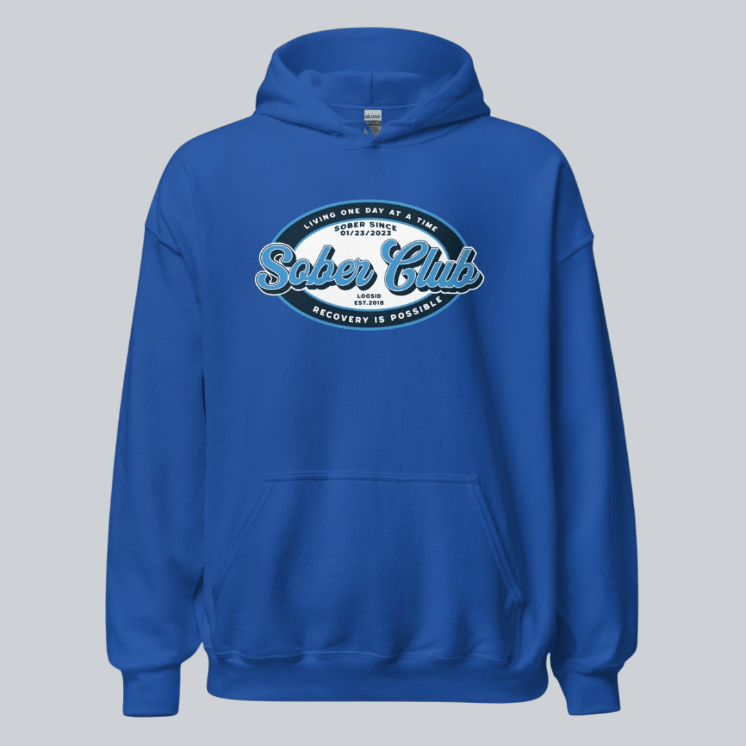 Sober Club Badge Recovery Hoodie back view (view 17)