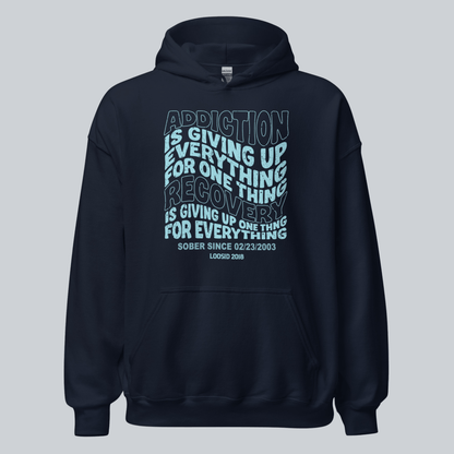 Addiction is Giving up Recovery Hoodie side view (view 26)