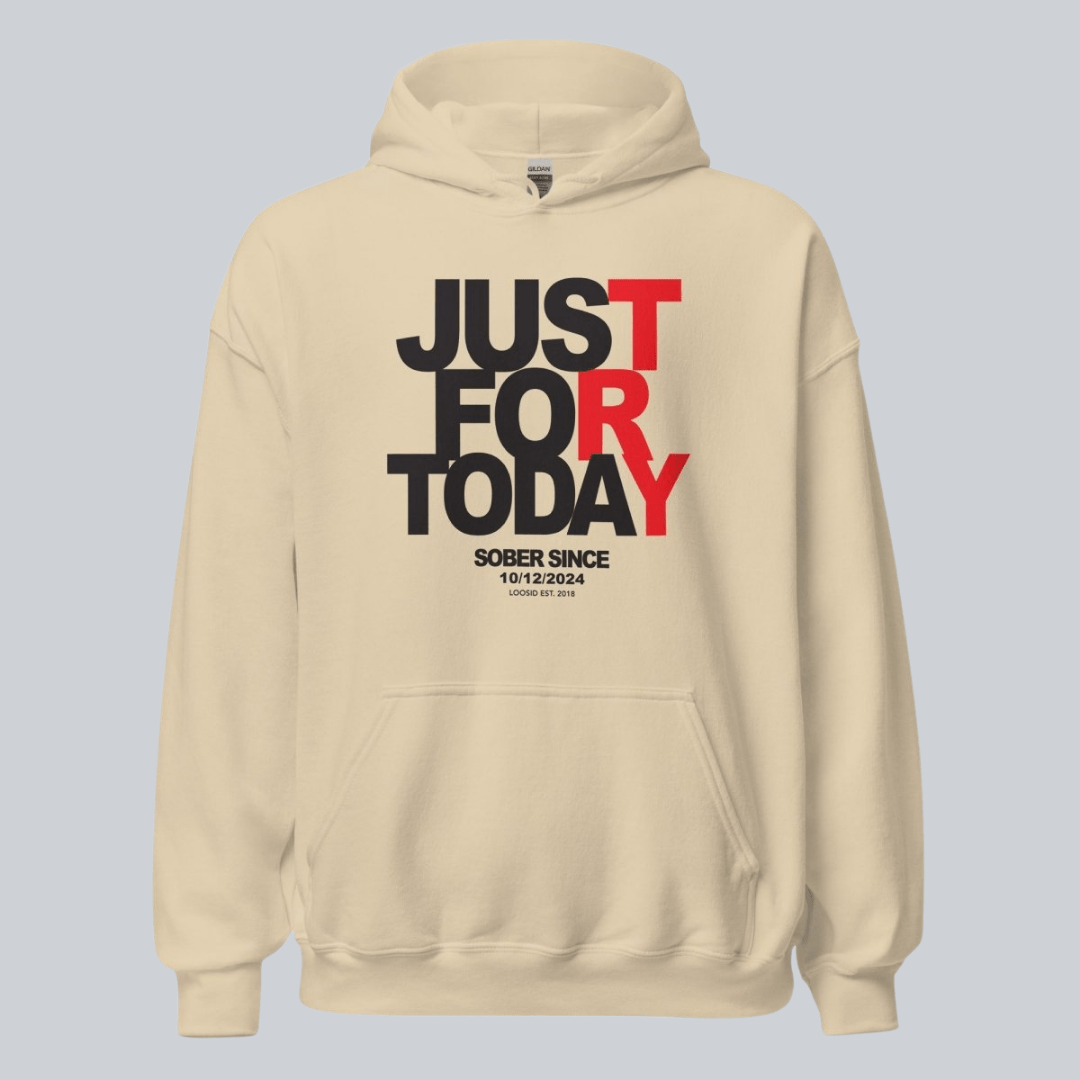 Just For Today Women's Custom Sobriety Date Recovery Hoodie featuring the design (view 41)