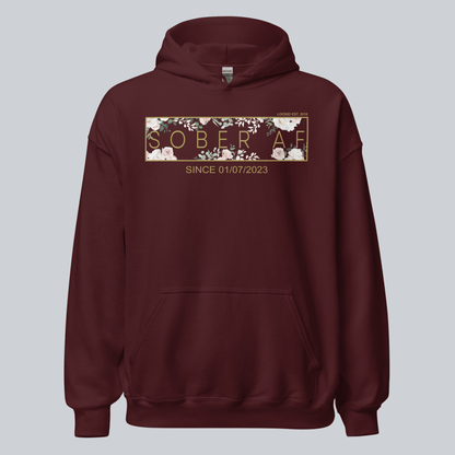 Sober AF Flower Recovery Hoodie back view (view 27)
