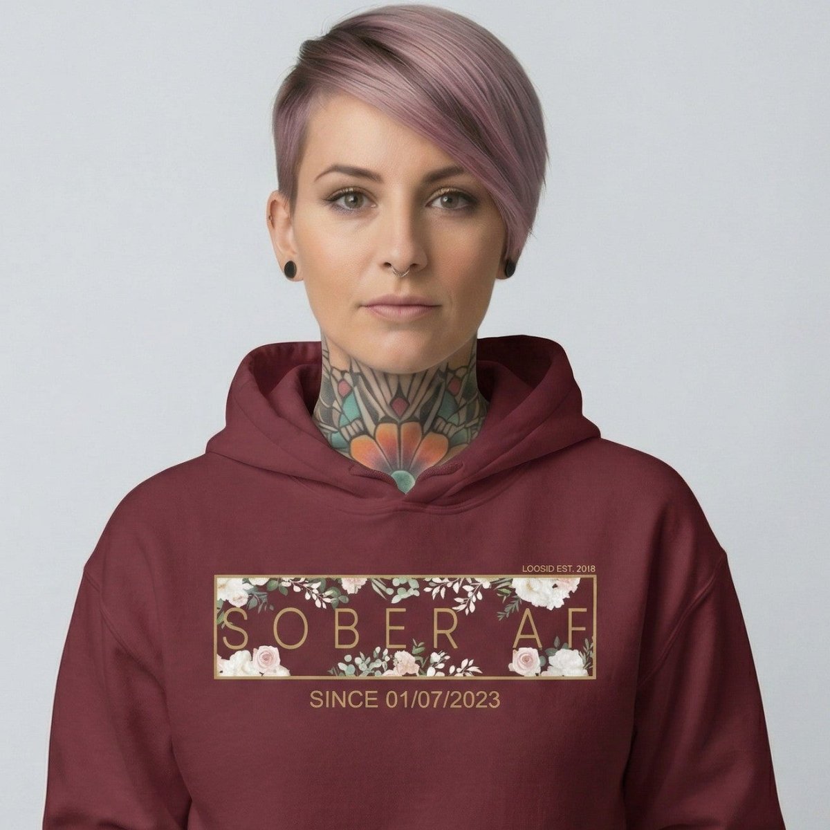 Sober AF Flower Recovery Hoodie product photo (view 30)