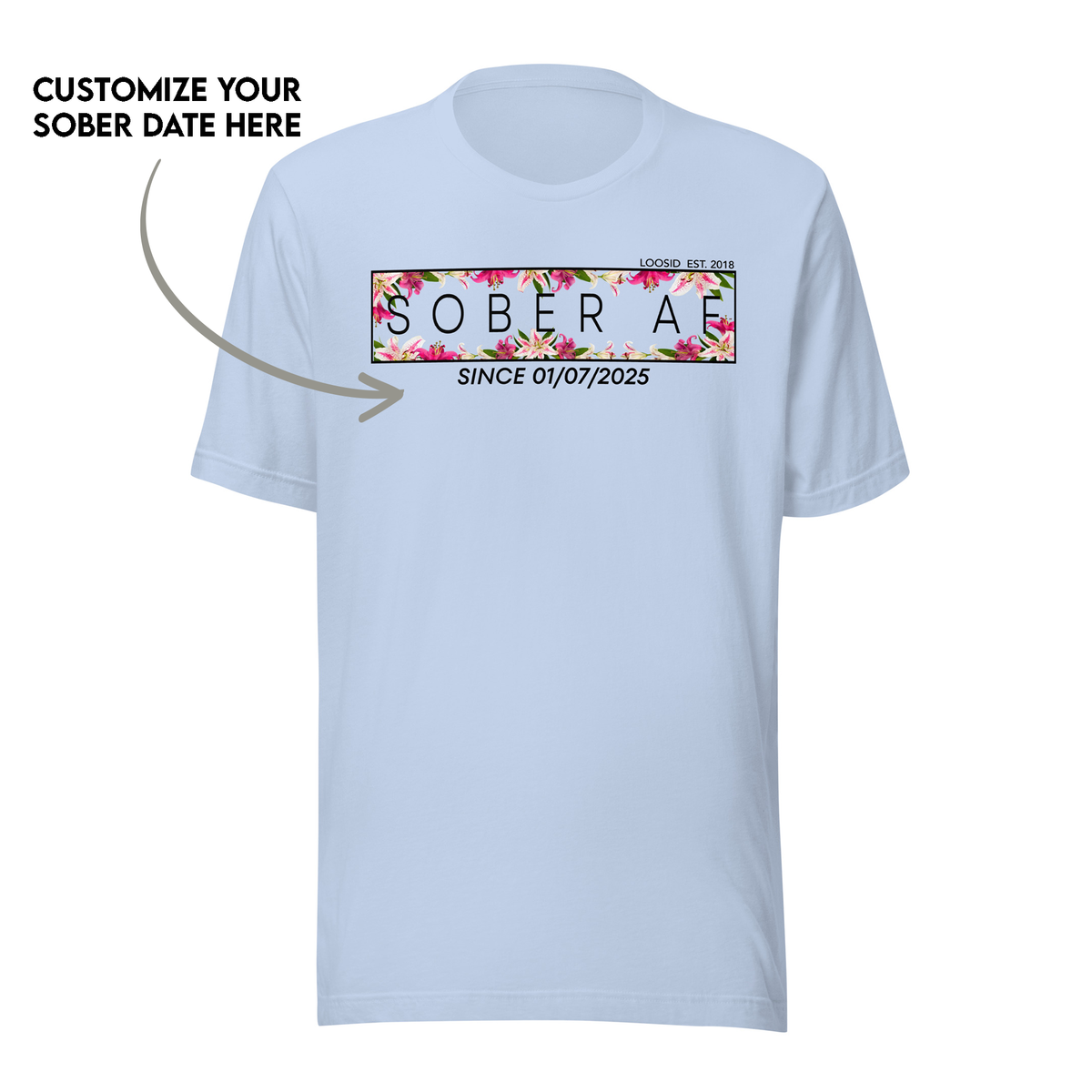 Custom sobriety t shirt for women in recovery