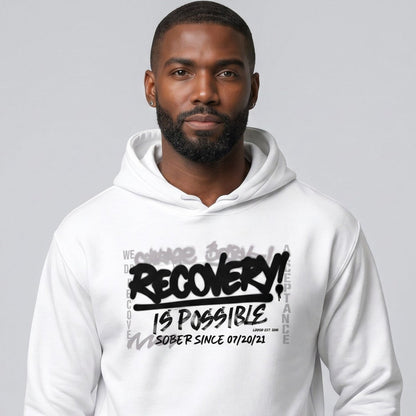 Loosid Recovery Is Possible Hoodie with Date Recovery Hoodie featuring the design