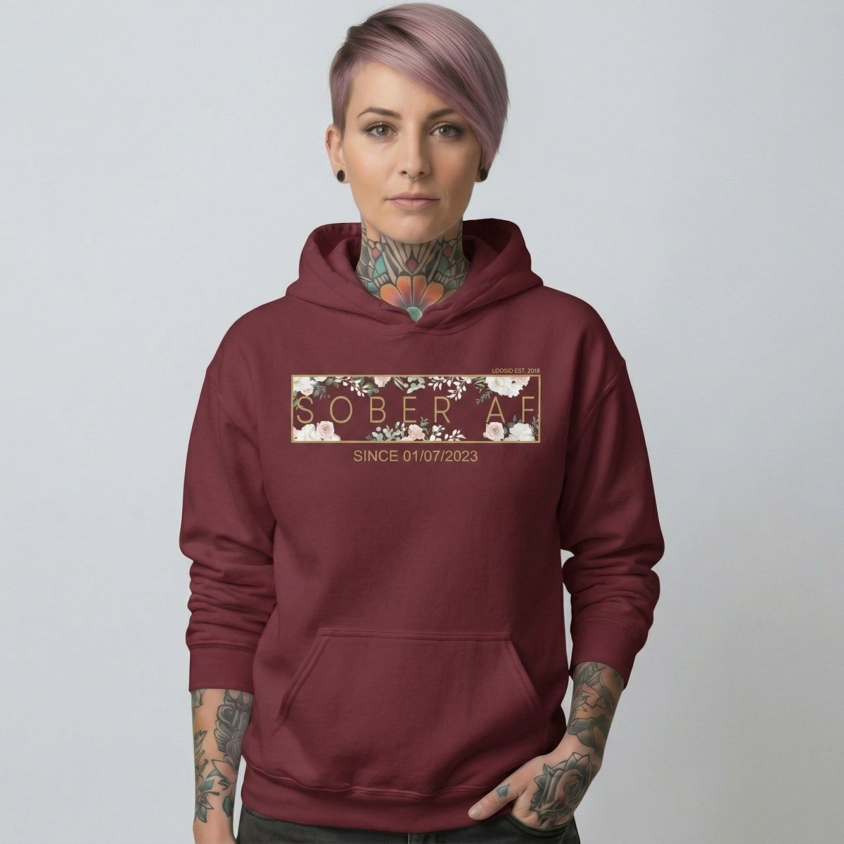 Sober AF Flower Recovery Hoodie featuring the design (view 31)