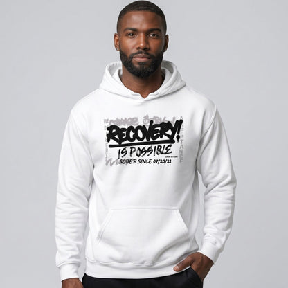 Recovery Is Possible Hoodie with Date Recovery Hoodie lifestyle view (view 5)