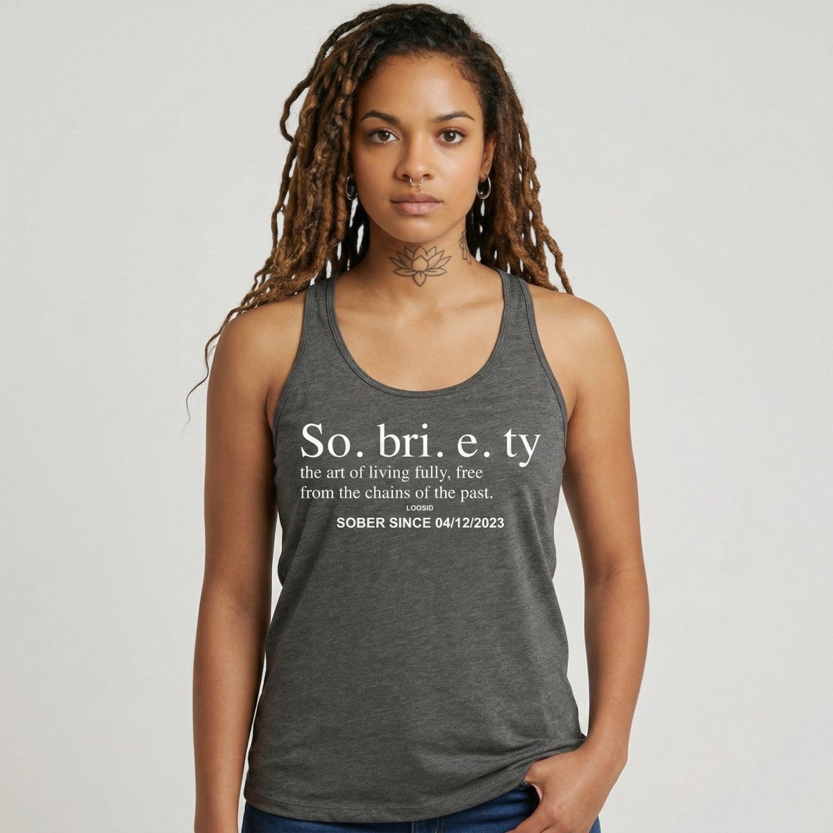 Sobriety Definition Women's w Personalize Sober Date Sober Tank Top close-up view (view 22)