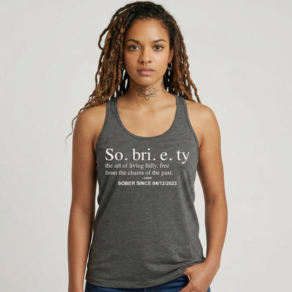 Sobriety Definition Women's w Personalize Sober Date Sober Tank Top close-up view (view 22)