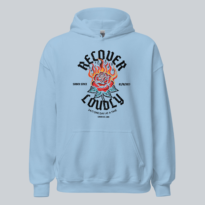 Recover Loudly Women's Custom Sobriety Date Recovery Hoodie lifestyle view (view 45)