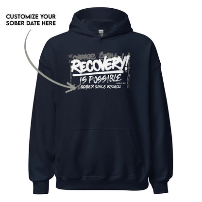 Recovery Is Possible Hoodie with Date Recovery Hoodie back view (view 17)