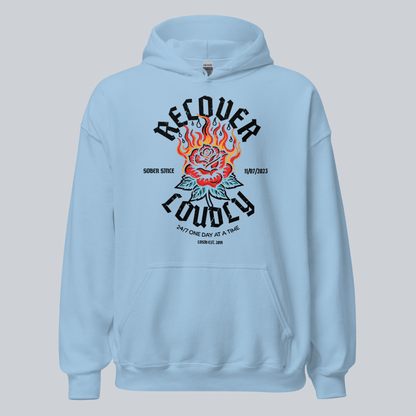 Recover Loudly Custom Sobriety Date Recovery Hoodie back view (view 27)