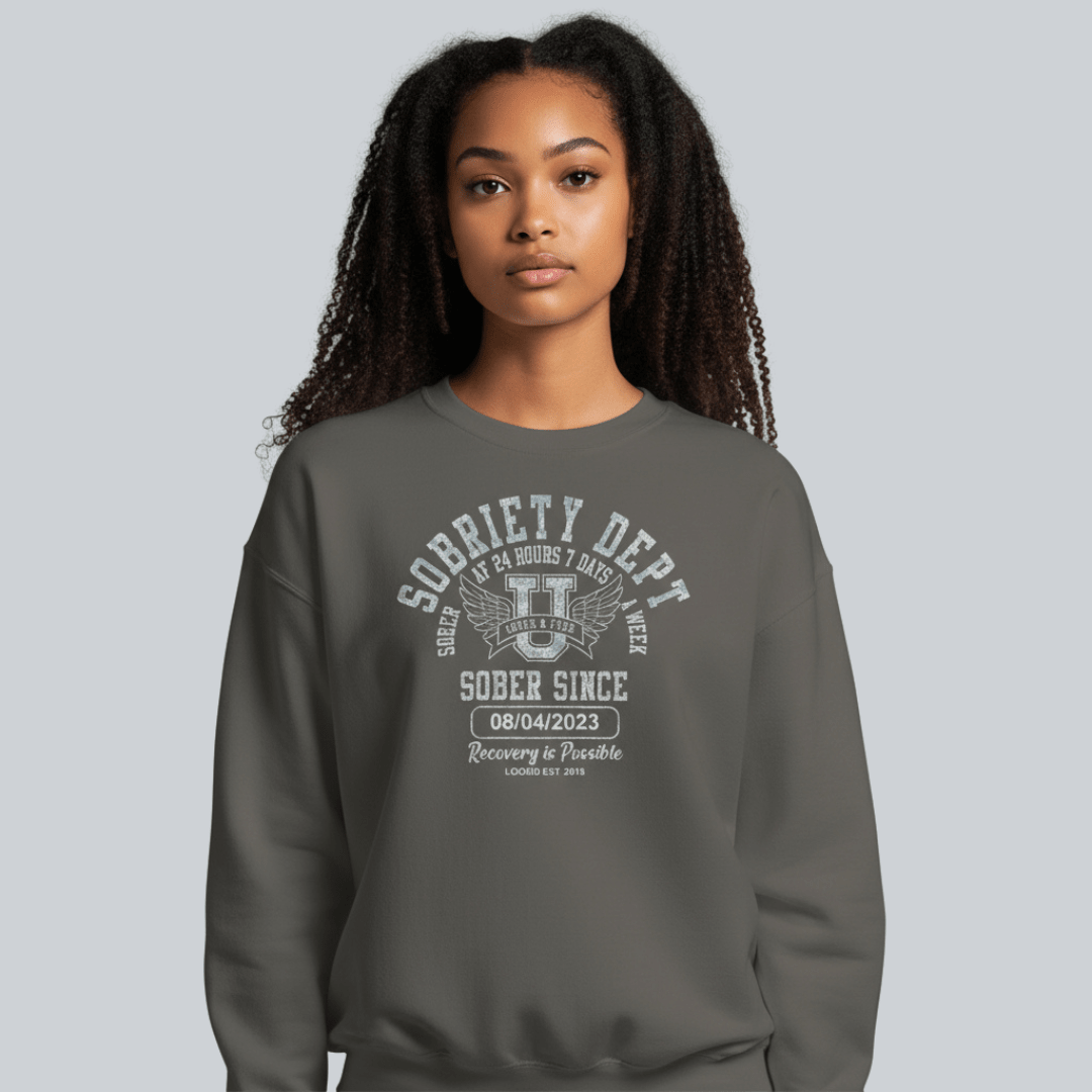 Sobriety Dept Recovery Hoodie featuring the design (view 11)